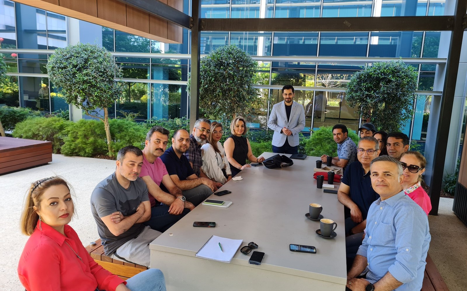 Outdoor group meeting